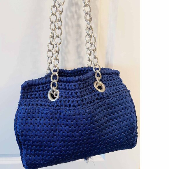 Navy Blue Crochet shoulder bag - Picture 4 of 10